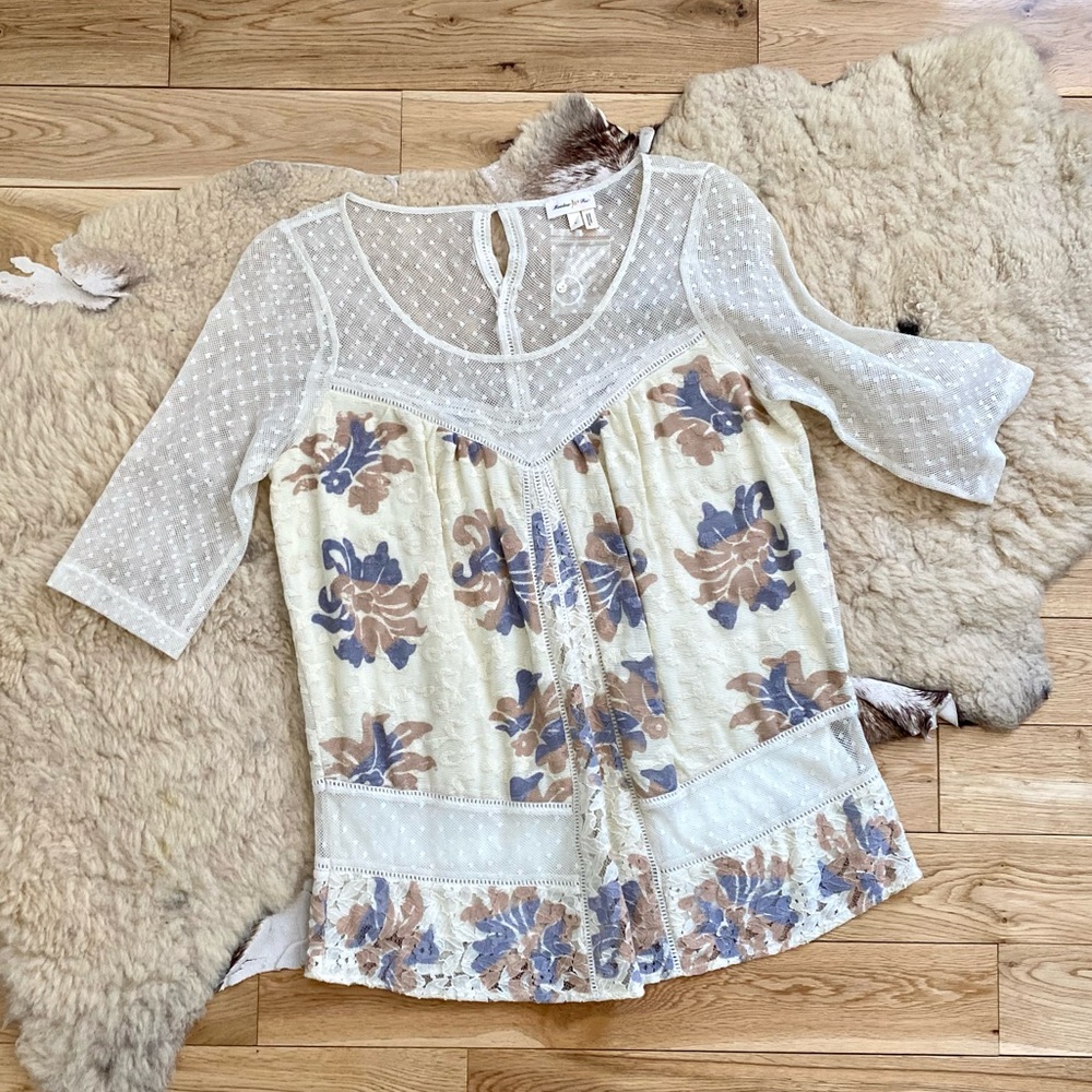 Meadow Rue Anthropologie Lace Floral Top